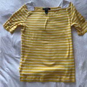 Ralph Lauren Yellow and White Striped Tee
